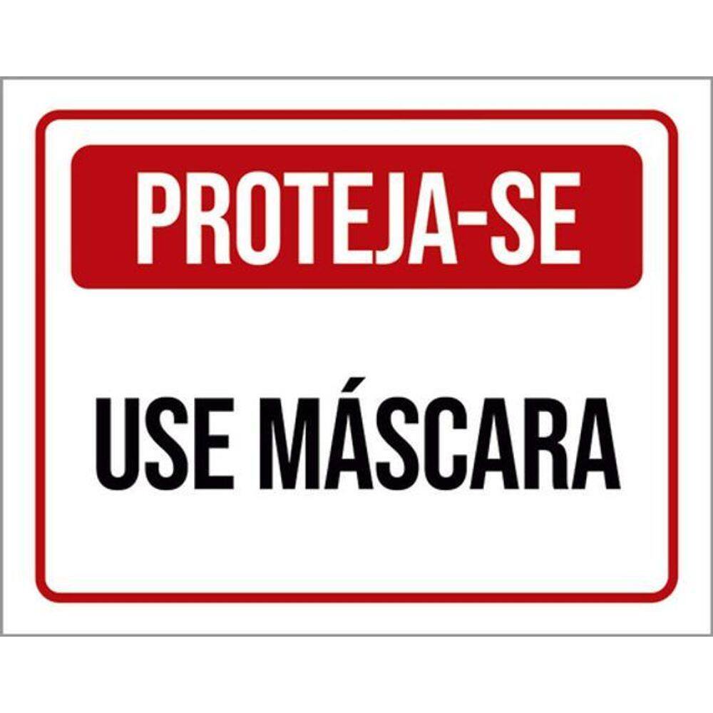 Kit 3 Placas Sinalização - Proteja-Se Use Máscara Vermelha