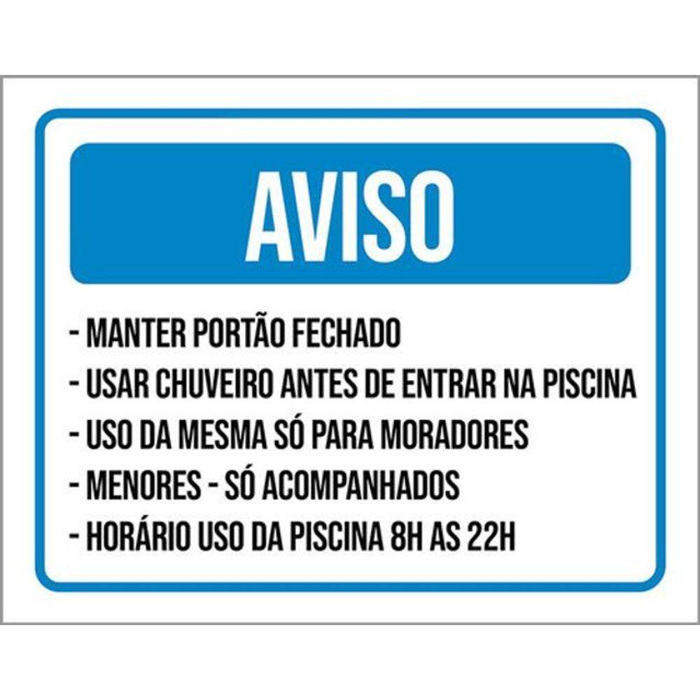 Kit 3 Placas Aviso Portão Chuveiro Moradores