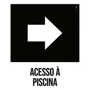 Kit 3 Placas Desenho Acesso Piscina Seta Direita