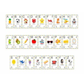 Faixa Abecedario Infantil Banner Alfabeto Ilustrado 35X500Cm