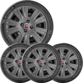 4X Calota Fiat Argo Uno Palio Aro 14 Grafite Emblema 221Cb
