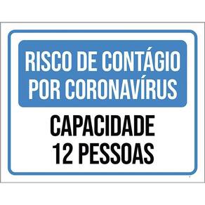 Placa Risco De Contágio Capacidade 12 Pessoas 36X46