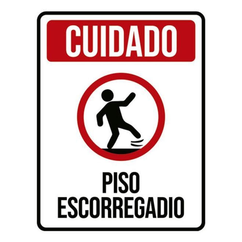 Kit 3 Placas Sinalização - Cuidado Piso Escorregadio