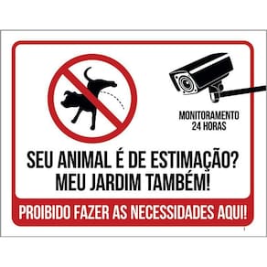 Placa Animal Estimação Jardim Proibido Fazer Coco 36X46
