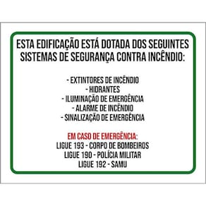 Kit 3 Placas Edificação Sistema Segurança Contra Incêndio