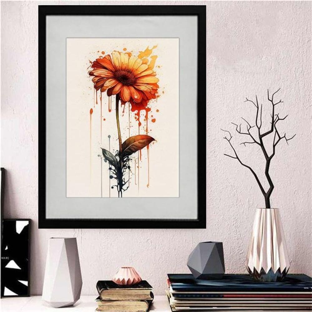 Quadro Decorativo Margarida Aquarela 60X48Cm