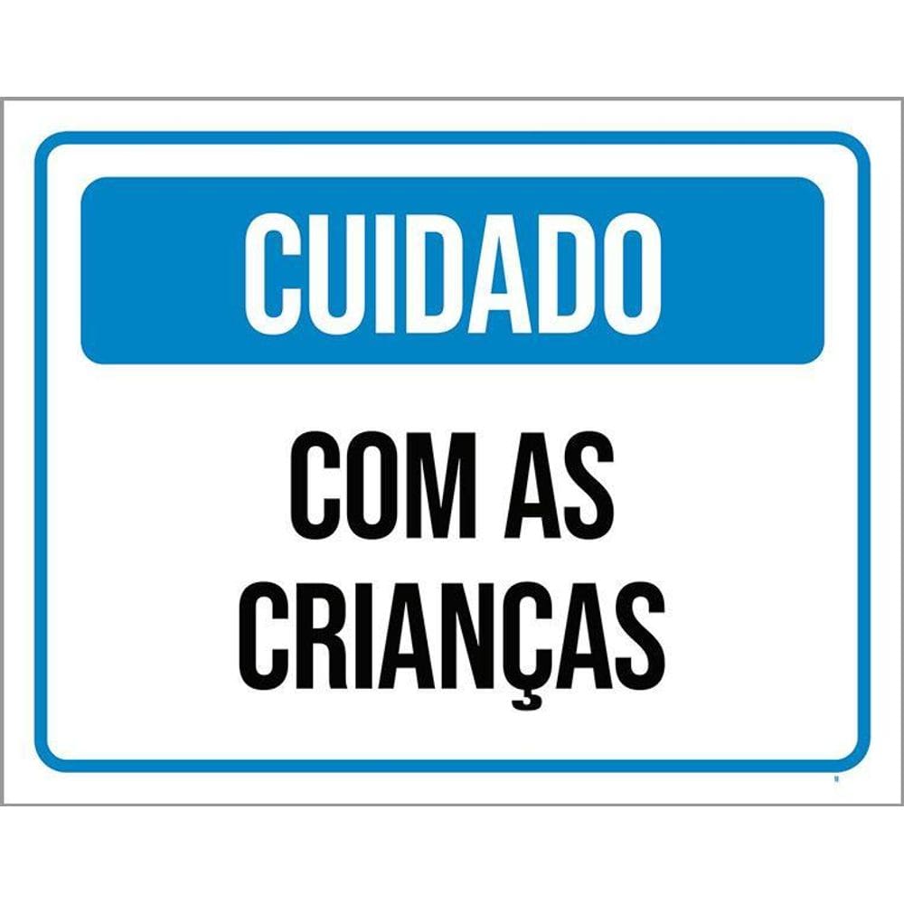 Kit 3 Placas Sinalização - Cuidado Com As Crianças