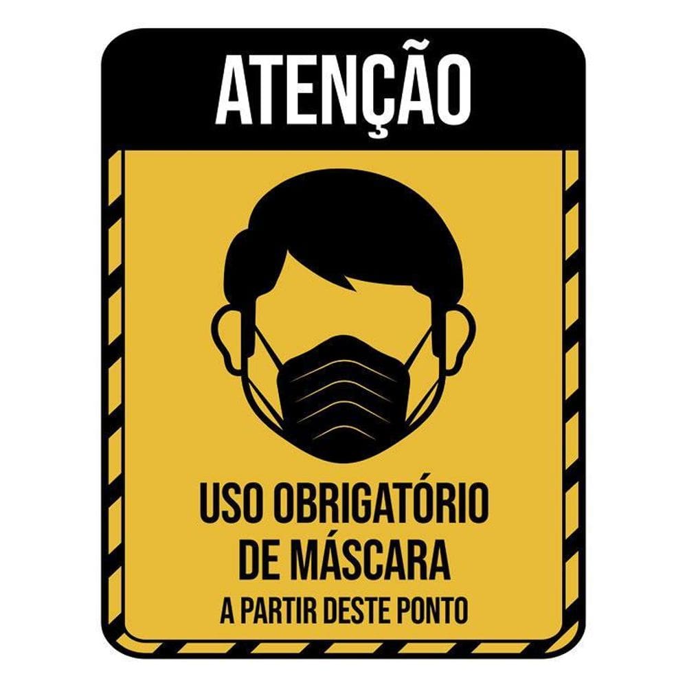 Placa Sinalização Atenção Uso Obrigatório Máscara 36X46