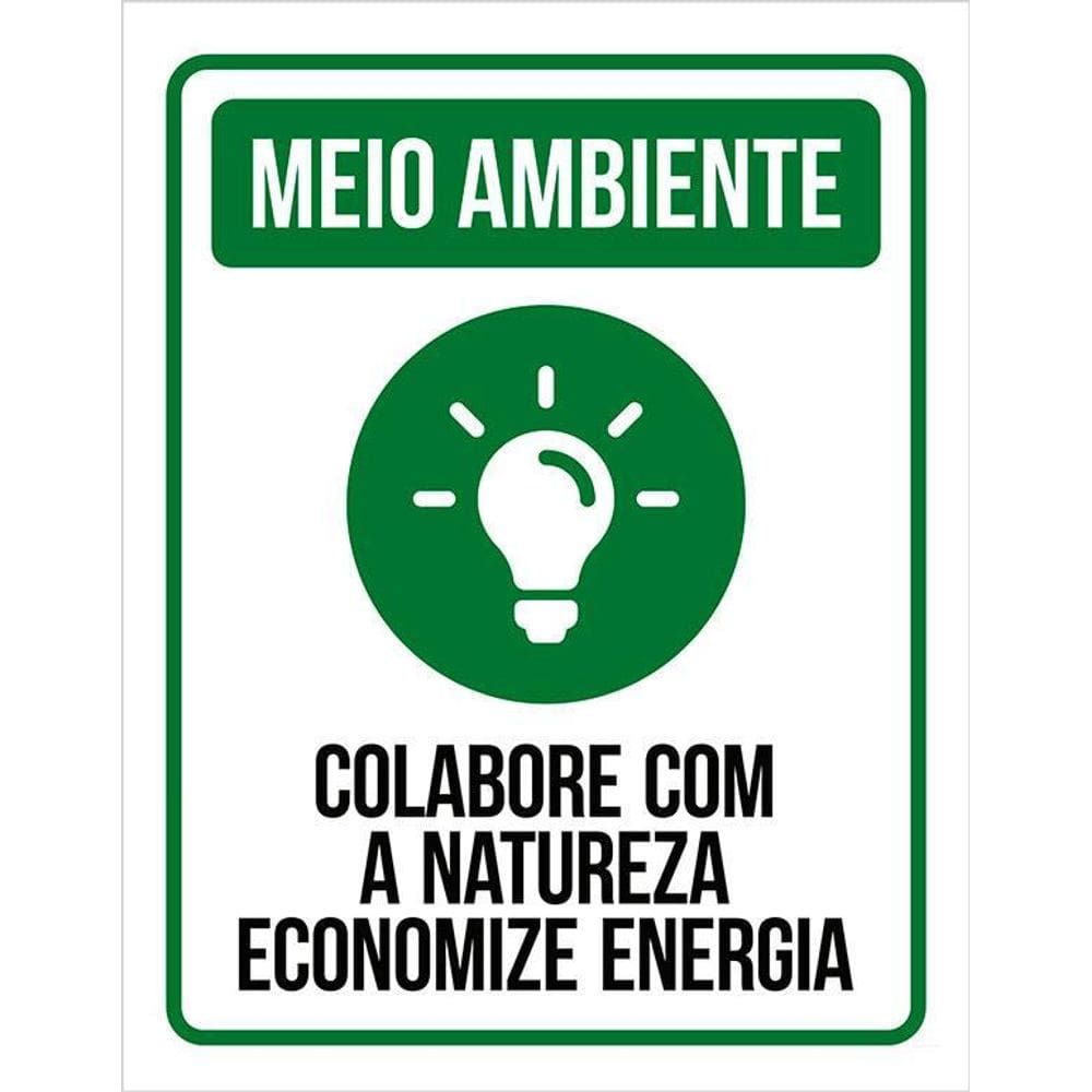 Placa Sinalização Meio Ambiente - Economize Energia 36X46