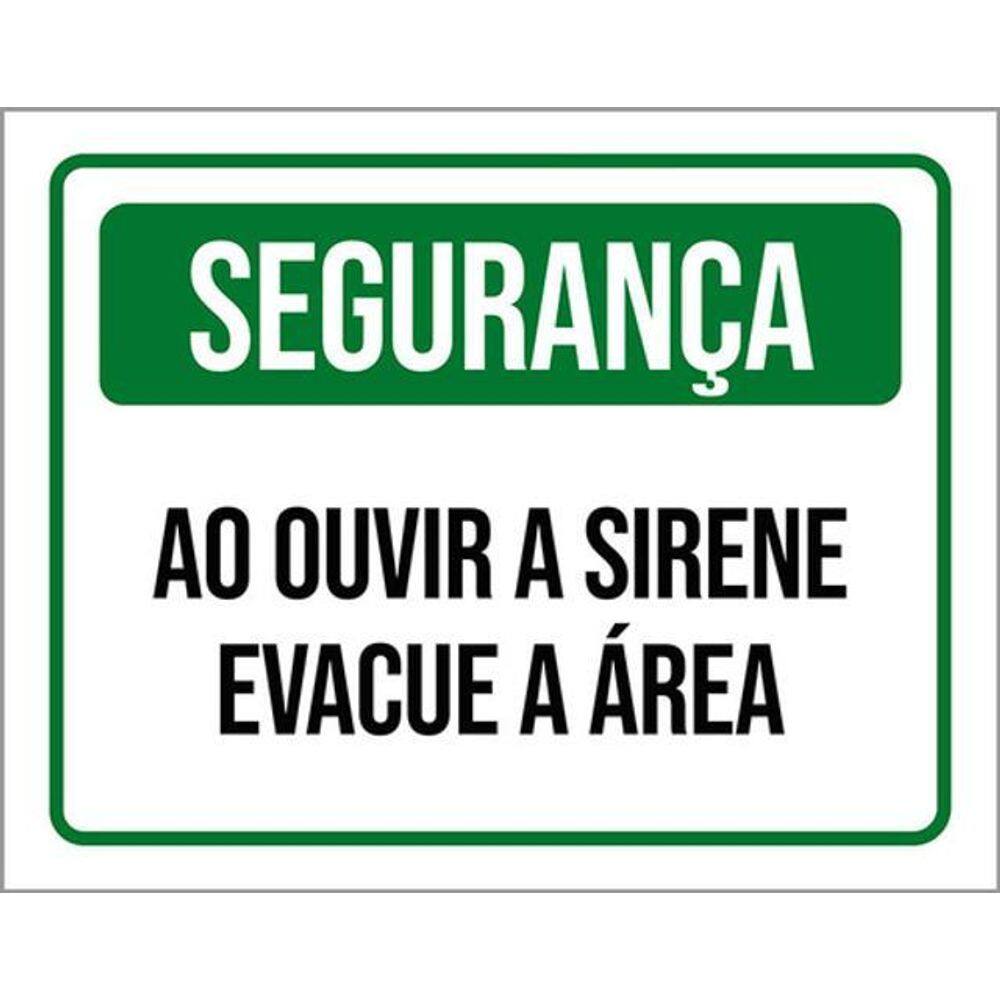 Kit 3 Placas Sinalização - Segurança Ao Ouvir Sirene Evacue