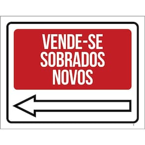 Placa Sinalização - Vende-Se Sobrados Novos Esquerda 36X46