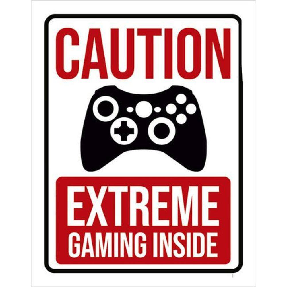 Kit 3 Placas Sinalização Caution Extreme Gaming Inside Xb