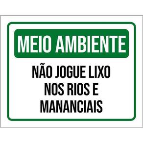 Placa Meio Ambiente Não Jogue Lixo Rios Mananciais 36X46