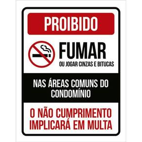 Kit 3 Placas Proibido Fumar Jogar Áreas Comuns Condomínio