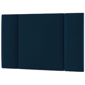 Cabeceira Estofada Iluminação Led Stella Cama Solteiro 90 Cm Cor:veludo Azul Marinho