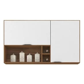 Armário Aéreo Firenze 120cm 2 Portas Com Nichos Amêndola Branco - Demóbile Amêndola Branco