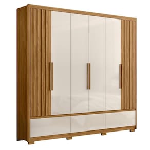 Guarda Roupa Casal Amazonas Ripado 6 Portas Freijó Off White - Moval Freijó Off White