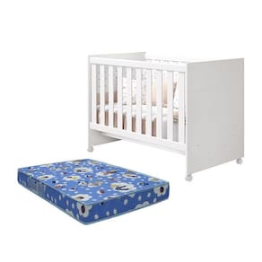 Berço Americano Katatau Branco Brilho Com Colchão D18 - Reller Móveis Branco Brilho