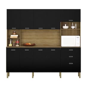 Armário De Cozinha Compacta 10 Portas E 2 Gavetas 222cm Sense Freijó-preto - Pallazio