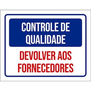 Kit 5 Placas Controle Qualidade Devolver Fornecedores 36X46