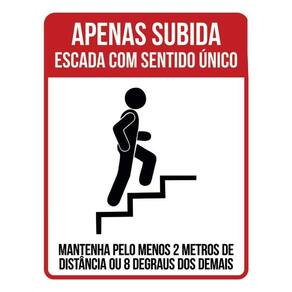 Placa Apenas Subida Escada Sentido Único Distancia 36X46