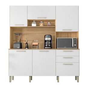 Armário De Cozinha Compacta 6 Portas E 2 Gavetas 180cm Dali Freijó-supremo - Pallazio