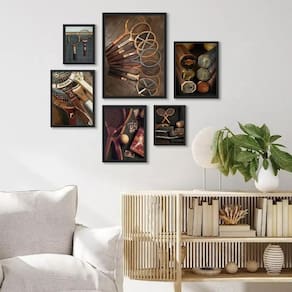 Composição 6 Quadros Fotos Raquetes De Tênis Antigas - Vidro