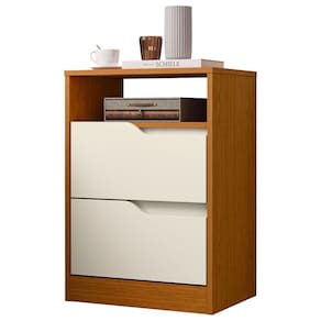 Mesa De Cabeceira Com Gavetas Kit 2 Sole  Cinamomo/off - Albatroz
