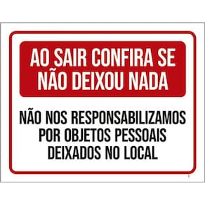 Kit 3 Placas Sair Confira Deixou Nada Responsabilizamos