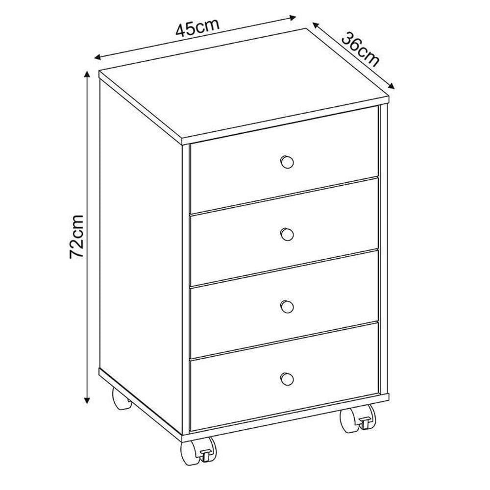 Mesa De Cabeceira Presence 4 Gavetas Branco - Demóbile Branco