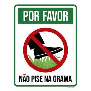 Kit 10 Placas Por Favor Não Pise Na Grama Desenho 27X35