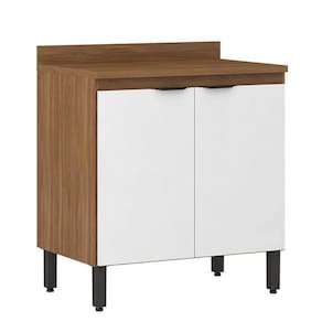 Balcão Firenze 2 Portas 80cm Amêndola Branco Com Tampo Mdp - Demóbile Amêndola Branco