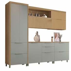 Cozinha 5 Peças Marquesa 7 Portas 6 Gavetas 100% Mdf Nesher Nature/verde