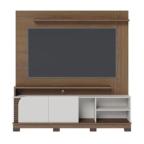 Estante Home Jurerê 1.8 Amêndoa Off White Matte Para Tv Até 75 - Colibri Amêndoa Off White Matte