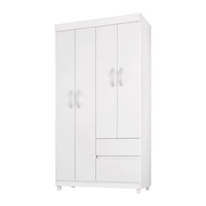Guarda Roupa Solteiro Lótus 4 Portas E 2 Gavetas  Branco - Demóbile Branco