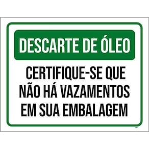 Kit 3 Placas Descarte Óleo Não Há Vazamentos Embalagem