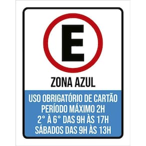 Kit 3 Placas Estacionamento Zona Azul Obrigatório Cartão
