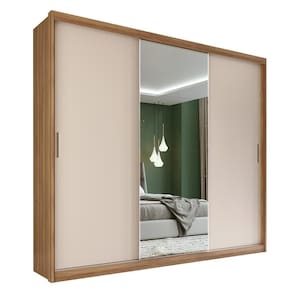 Guarda Roupa Dalila 3 Portas, 2 Gavetas E 3 Cabideiros Amêndola Off White Com Espelho - Demóbile Amêndola Off White