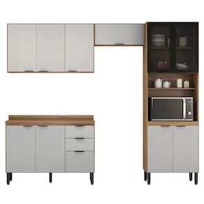 Cozinha Modulada Composição 2 Firenze 4 Peças Amêndola Nude - Demóbile Amêndola Nude