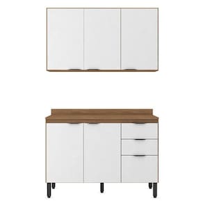 Cozinha Modulada Composição 10 Firenze 2 Peças Amêndola Branco - Demóbile Amêndola Branco