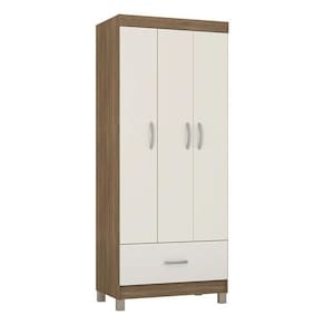 Guarda Roupa Solteiro Prince 3 Portas E 1 Gaveta Amêndola Off White - Demóbile Amêndola Off White
