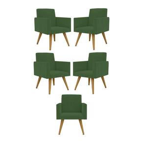 Kit 05 Poltronas Nina Decorativa Para Recepção Balaqui Decor Cor:verde