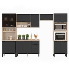 Cozinha Modulada Composição 1 Firenze 5 Peças Avena Grafito - Demóbile Avena Grafito