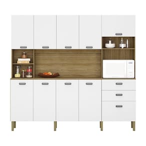 Armário De Cozinha Compacta 10 Portas E 2 Gavetas 222cm Sense Freijó-supremo - Pallazio
