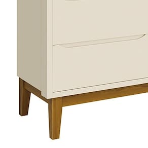 Cômoda Infantil Classic6 Gavetas Areia Fosco Com Pés Amadeirado- Reller Móveis Areia Fosco