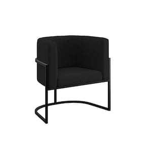 Poltrona Cadeira Decorativa Lua Recepção Base De Ferro Black Preto