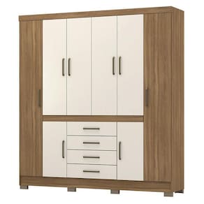 Guarda Roupa Casal New Realce 8 Portas E 4 Gavetas Amêndola Off White - Demóbile Amêndola Off White