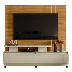Estante Home Theater New Apolo Cumaru Opala Para Tv Até 75 Com Rodízios - Madetec Cumaru Opala