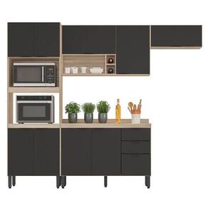 Cozinha Modulada Composição 3 Firenze 4 Peças Avena Grafito - Demóbile Avena Grafito