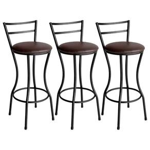 Conjunto De 3 Banquetas Alta Home De Aço De Carbono Marrom
